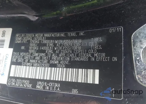 2011 Toyota Tundra Grade 4.6L V8 from USA, damaged, VIN 5TFRM5F18BX029393
